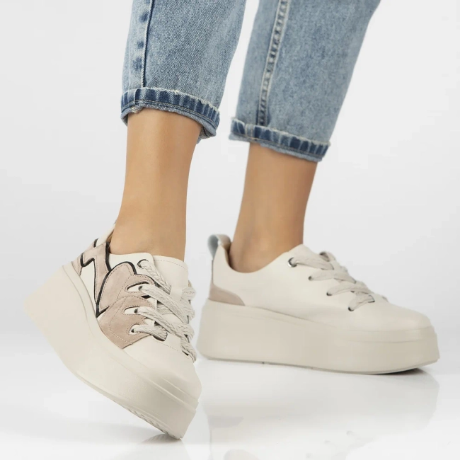 Leather sneakers Filippo DP6684/24 BE beige