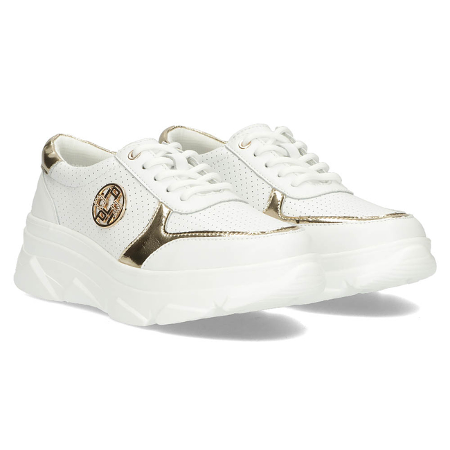 Skórzane Sneakersy Filippo DP2138/22 WH GO białe