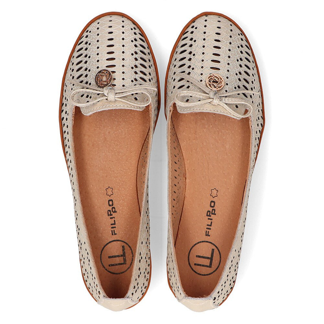 Leather openwork lords Filippo DP2034/21 GO gold