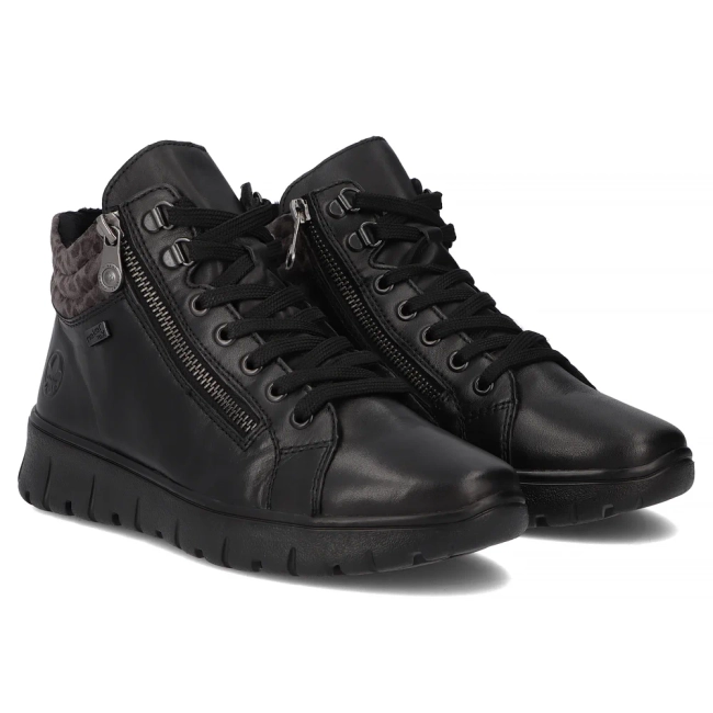 Skórzane trzewiki Rieker N1305-000 czarne