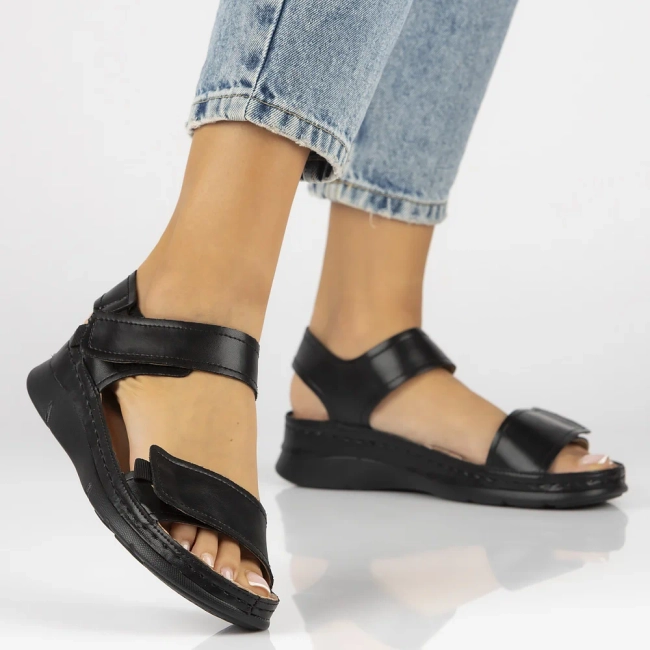 Skórzane sandały Filippo DS6019/24 BK czarne