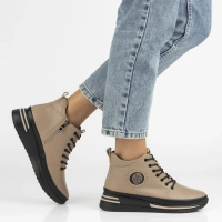 Skórzane botki na platformie Filippo DBT4215/26 TP taupe