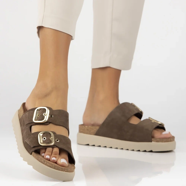 Leather flip-flops Yokono TUNEZ-130 SERRAJE LODO brown