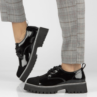 Skórzane półbuty na platformie Filippo DP4581/23 BK czarne