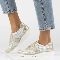 Skórzane półbuty na platformie Filippo DP028/24 WH GO biało złote