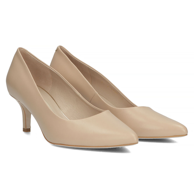 Skórzane czółenka Bravo Moda 1759 beżowe