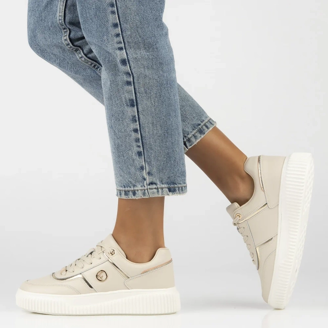 Skórzane sneakersy Filippo DP6727/25 BE beżowe