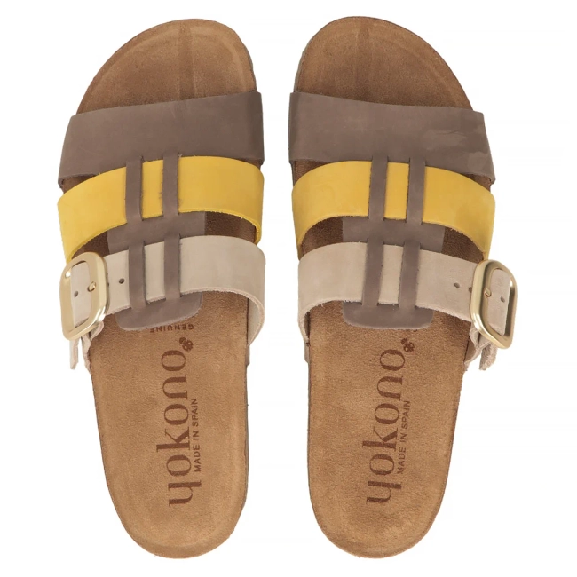 Leather flip-flops Yokono JERBA-137 NOBUCK MULT CIT brown