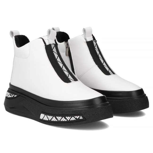 Skórzane botki na platformie Filippo DBT7277/25 WH białe