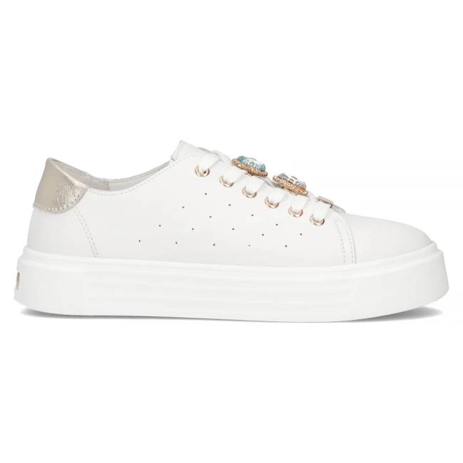 Skórzane sneakersy Filippo DP6854/25 WH białe