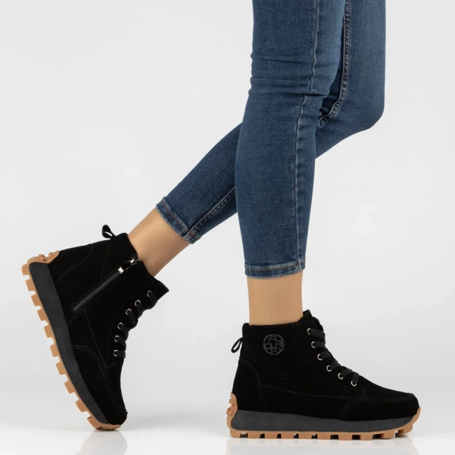 Leather platform ankle boots Filippo DBT7160/26 BK black