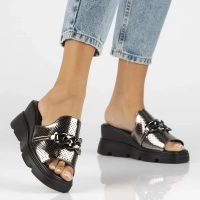 Skórzane klapki Filippo DK6144/24 GN Gun metal