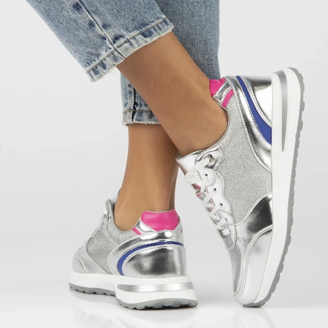 Leather sneakers Filippo DP6724/25 SI silver