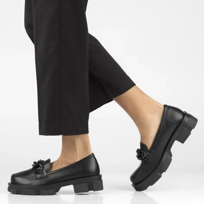 Skórzane półbuty na platformie Filippo DP3221/23 BK BK czarne