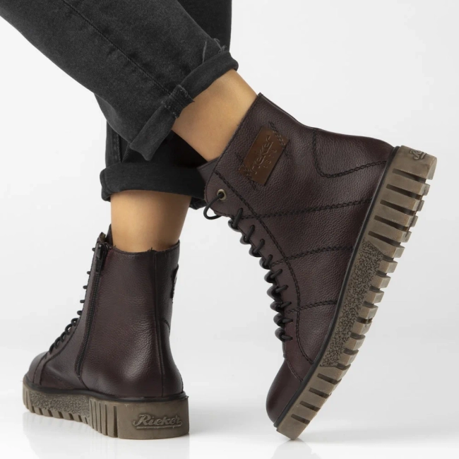 Leather ankle boots Rieker Y3421-35 burgundy