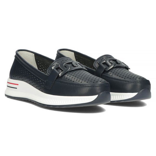 Skórzane półbuty na platformie Filippo DP4400/23 NV granatowe