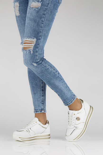 Skórzane Sneakersy Filippo DP3682/22 WH białe