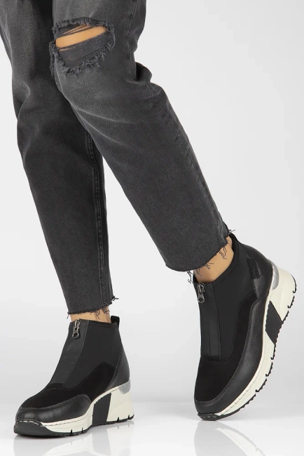 Rieker leather sneakers N6352-01 black