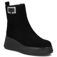 Skórzane botki na platformie Filippo DBT6392/25 BK czarne