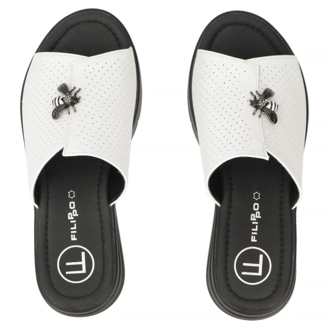 Leather flip-flops Filippo DK7644/26 WH white