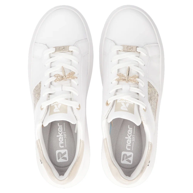Skórzane sneakersy Rieker W1202-82 białe