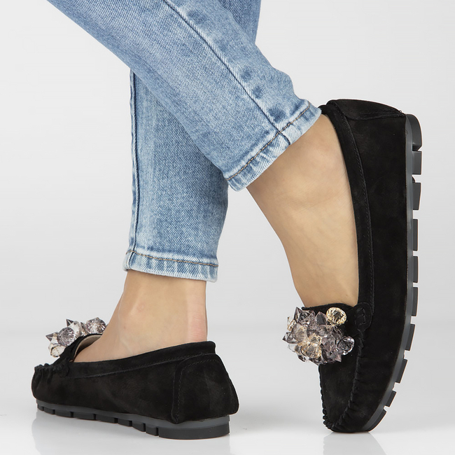 Skórzane mokasyny Filippo DP4549/23 BK czarne