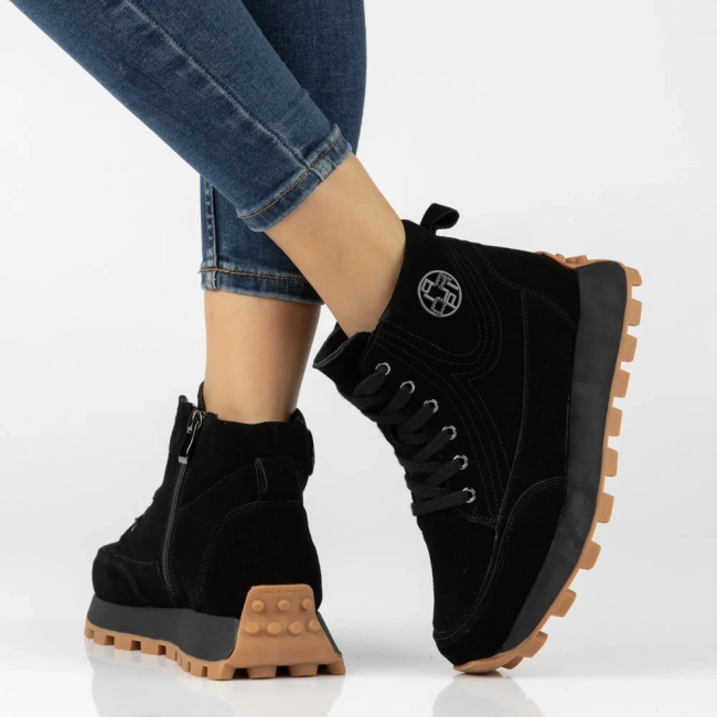 Leather platform ankle boots Filippo DBT7160/26 BK black