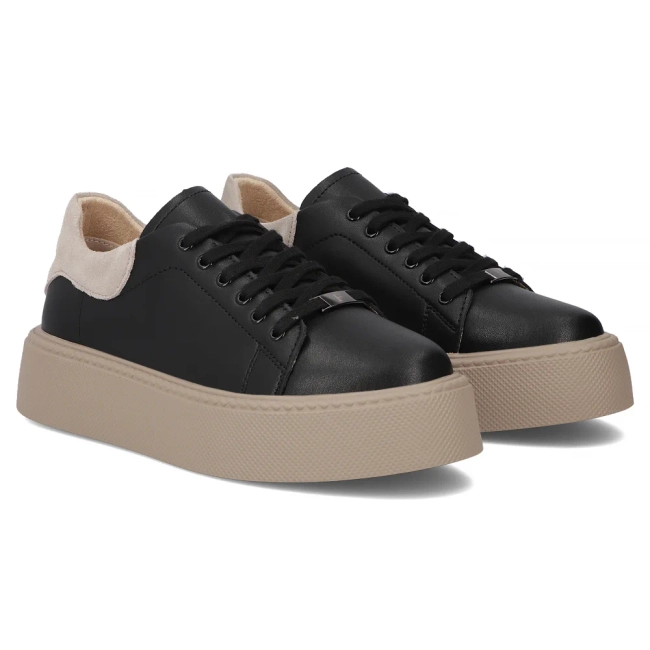 Leather sneakers Filippo DP6119/26 BK BE black-beige