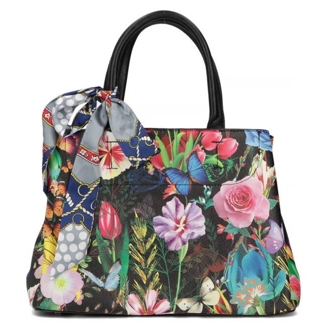Messenger bag black flower elegance