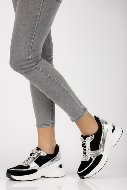 Leather Sneakers Filippo DP2056/21 BK SI black