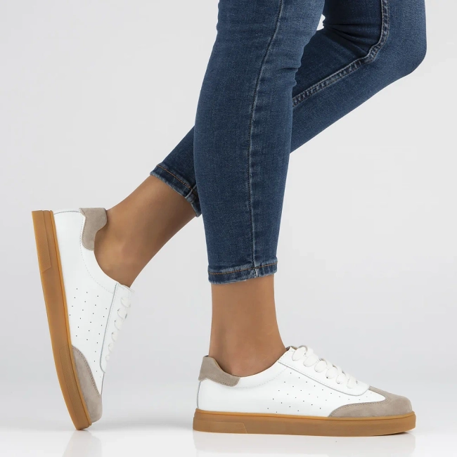 Leather sneakers Filippo DP6128/26 WH BE white