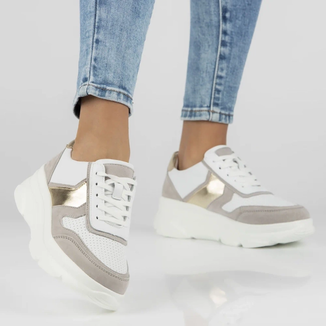 Leather Sneakers Filippo DP4579/24 WH GR white grey