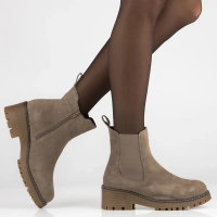 Skórzane botki na platformie Filippo DBT4805/23 BE beżowe