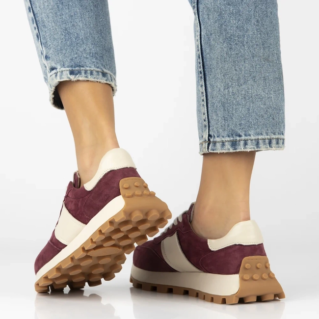 Skórzane sneakersy Filippo DP7112/25 BG bordowe