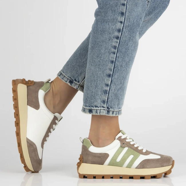 Skórzane sneakersy Filippo DP6743/25 WH BE biało beżowe