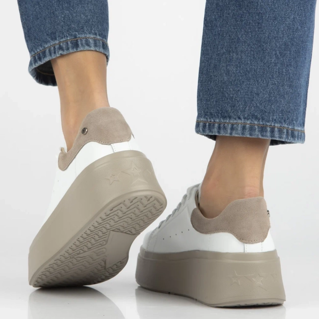 Leather sneakers Filippo DP7537/26 WH BE white-beige