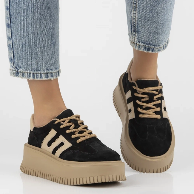 Leather sneakers Filippo DP7111/25 BK black