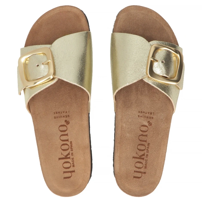 Leather flip-flops Yokono JERBA-114 SAMOA PLATINO gold
