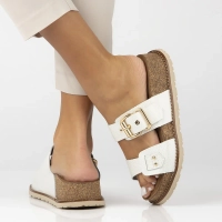 Leather flip-flops Yokono OCA-252 OPAK HIELO white