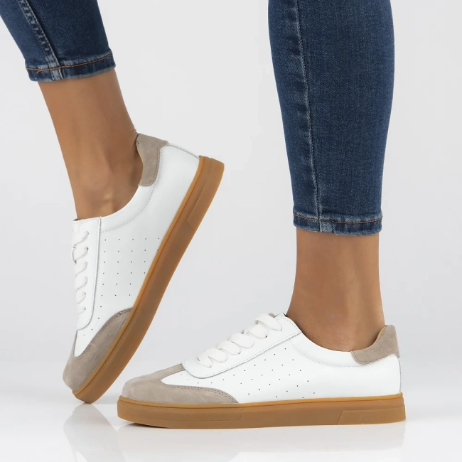 Leather sneakersy Filippo DP6128/25 WH BE white