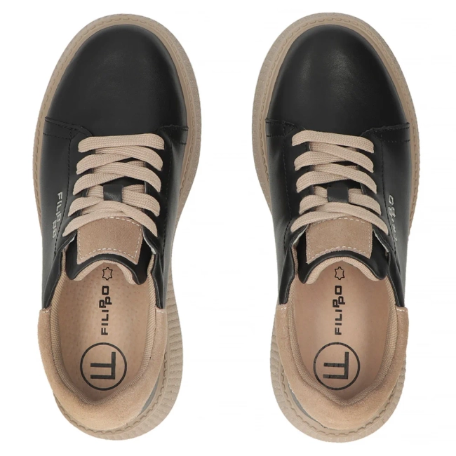 Skórzane sneakersy Filippo DP7982/26 BK czarne