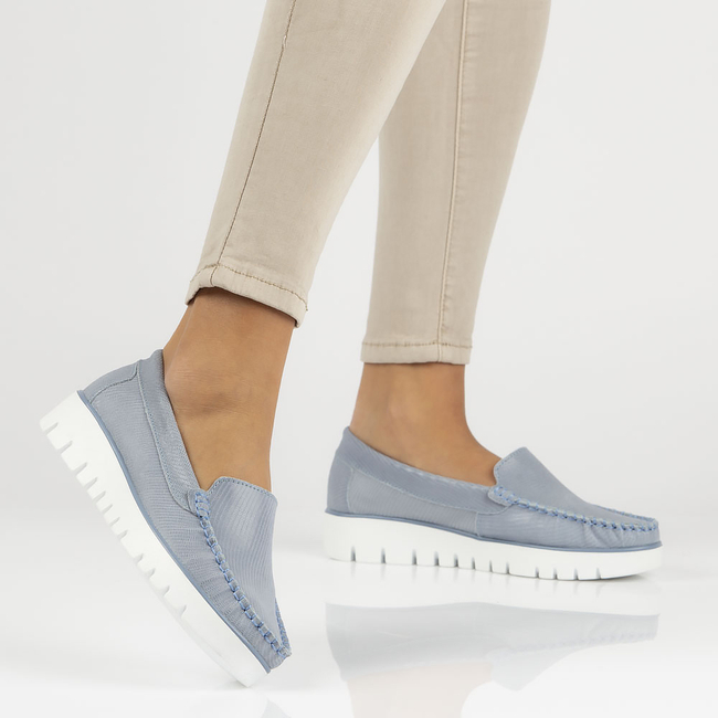 Skórzane mokasyny Filippo DP3534/22 BL niebieskie