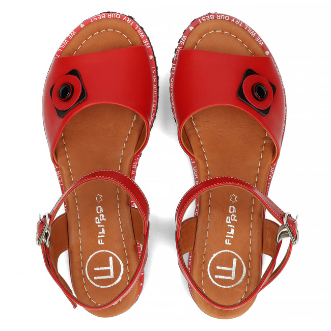 Leather sandals Filippo DS3913/22 RD red