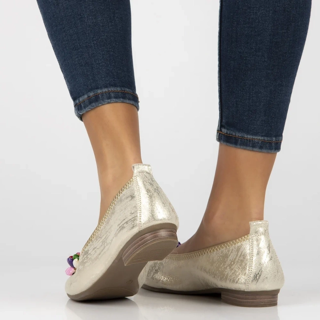Skórzane baleriny Filippo DP6159/25 GO złote