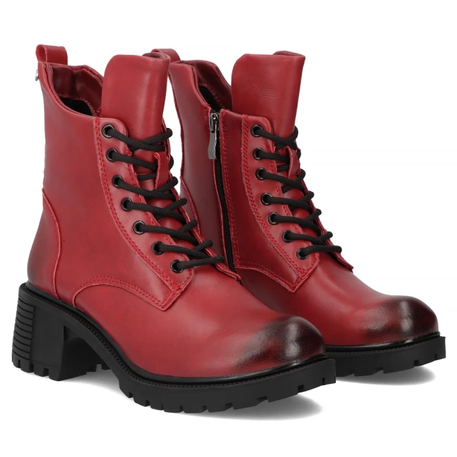 Skórzane botki na obcasie Filippo DBT6501/26 RD czerwone