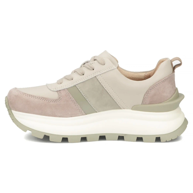 Skórzane sneakersy na platformie Filippo DP7563/26 BE beżowe