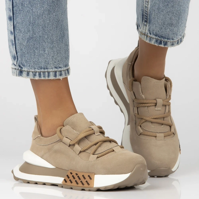 Leather sneakers Filippo DP6802/25 BE beige