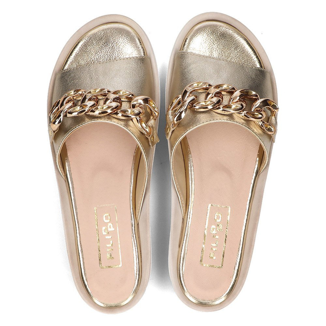 Leather flip-flops Filippo 105 gold