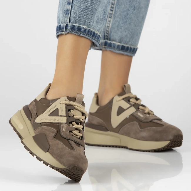 Skórzane sneakersy Filippo DP6523/24 BE brązowe