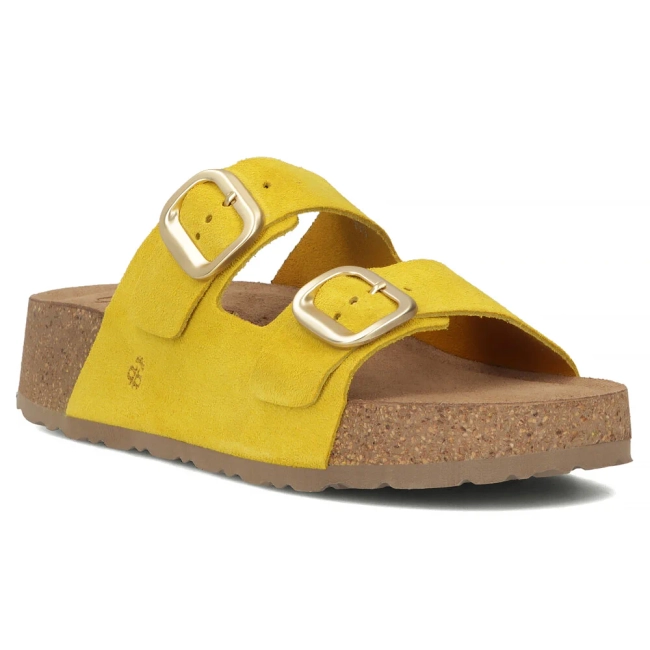 Skórzane klapki Yokono WIWI-003 SERRAJE CITRON żółte